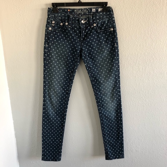 MISS ME polka dot skinny stretch jeans 26 - Picture 2 of 8